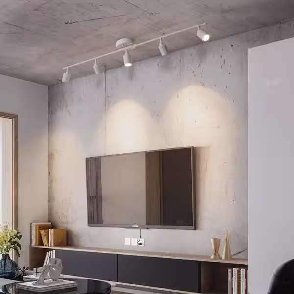 Vidalite 4 ft. 5-Bulb 2450 Lumens Sand White Integrated LED Track Light Kit, Fixed Rail with Rotating Heads, 3000K