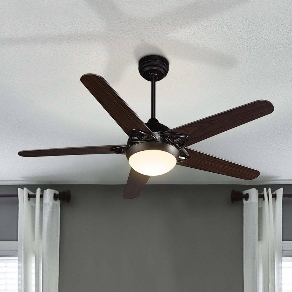 CARRO Sonnen 52 in. Dimmable LED Indoor/Outdoor Black Smart Ceiling Fan with Light and Remote, Works with Alexa/Google Home