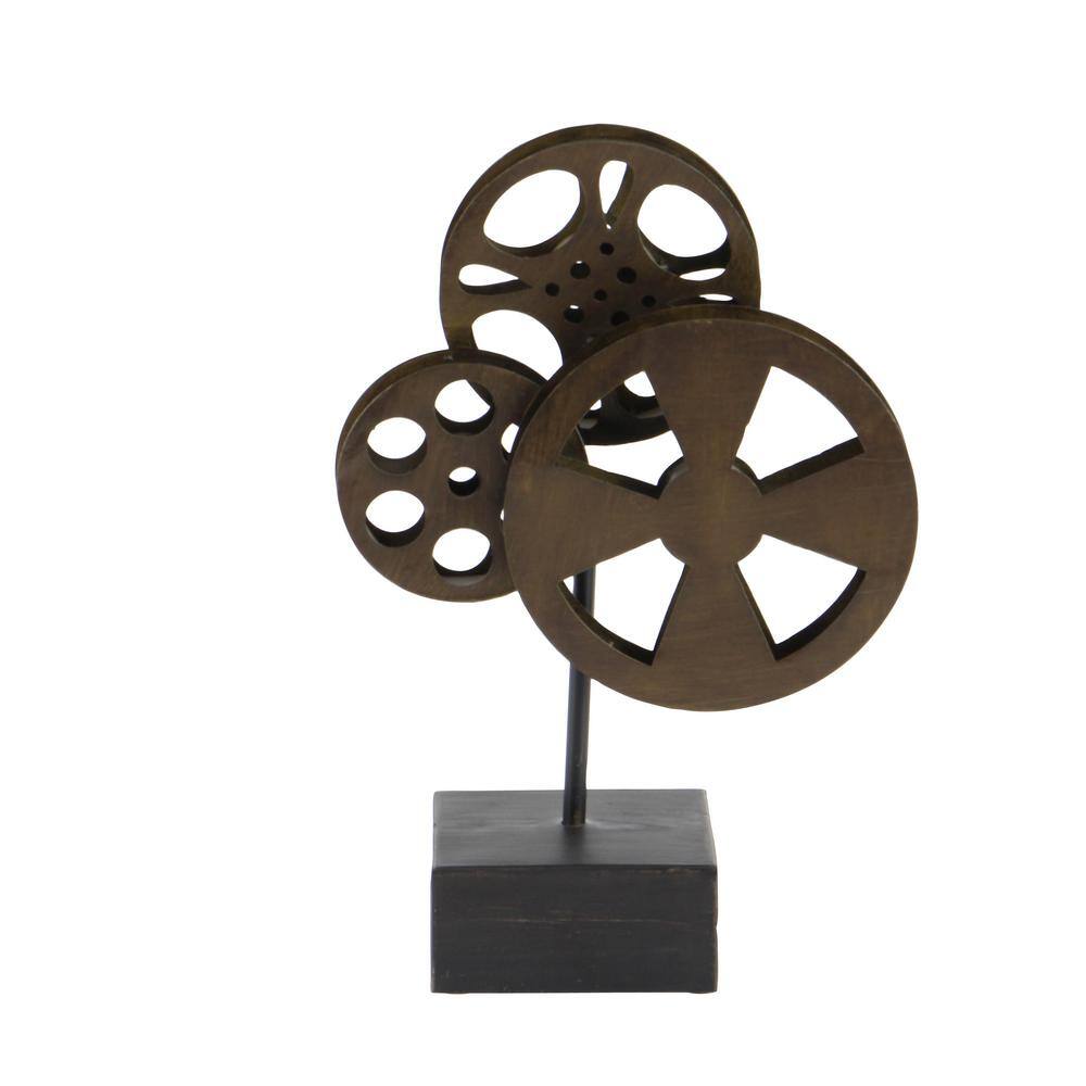 None Brown Metal Reels Film Sculpture