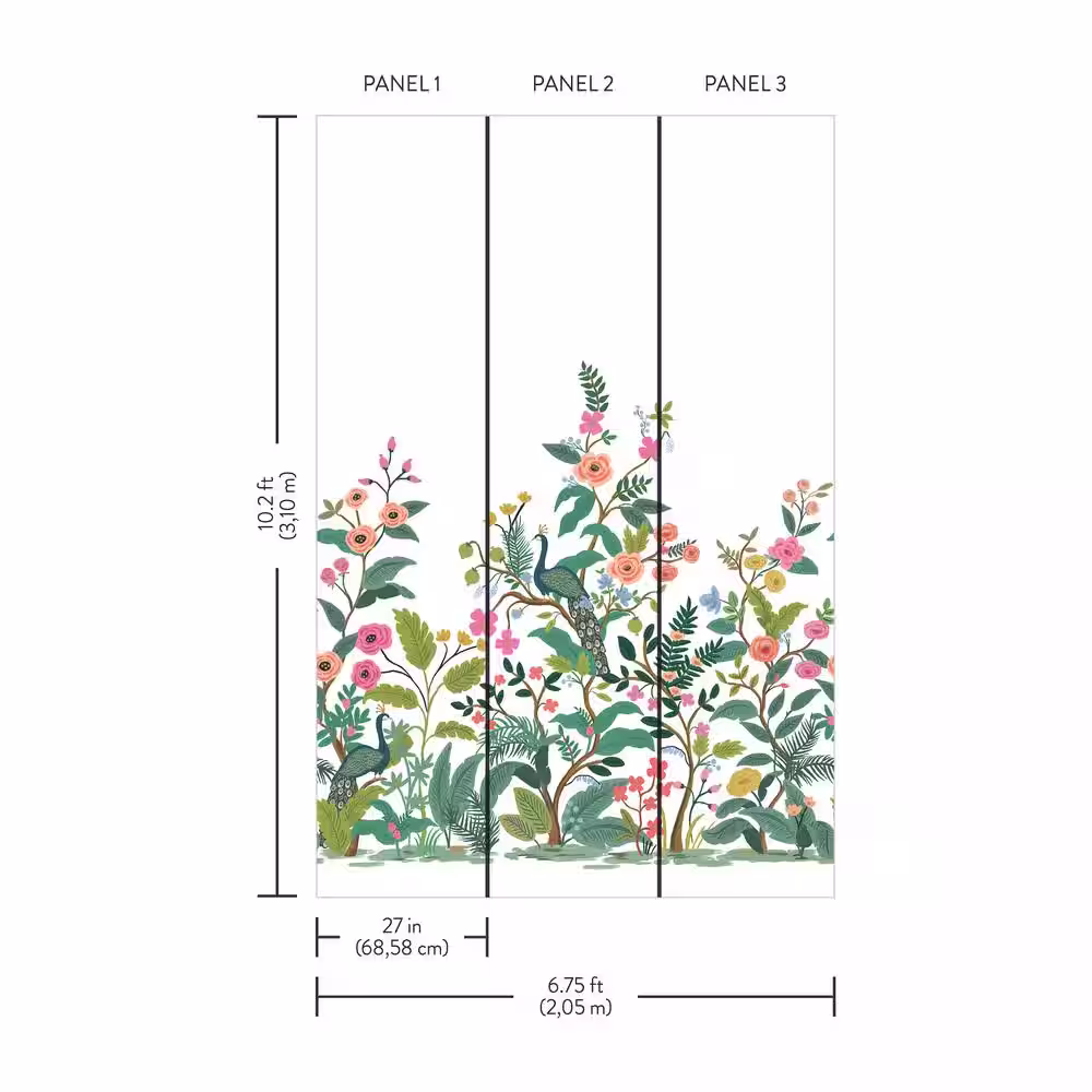 RIFLE PAPER CO. White Peacock Wall Mural