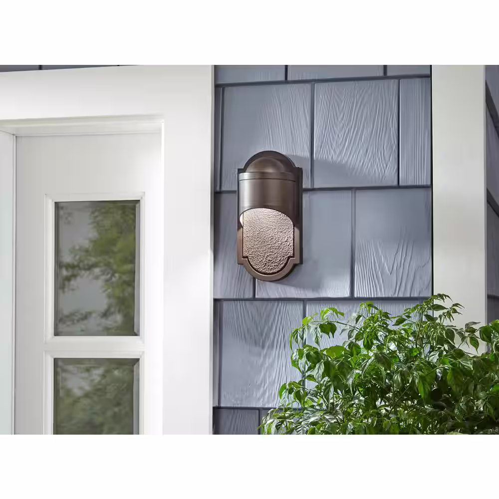 Home Decorators Collection Dark Sky Compliant 1-Light Bronze Integrated LED Outdoor Wall Lantern Sconce Light