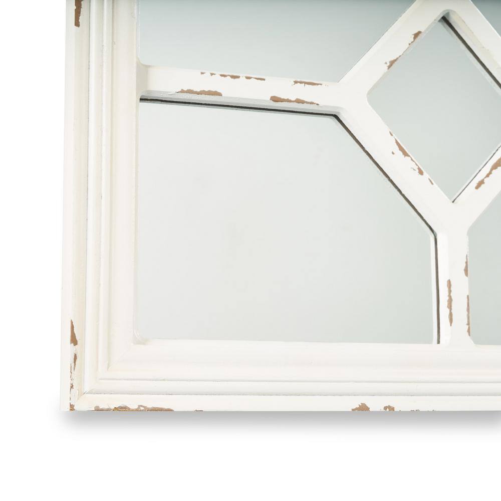 Noble House Emmons 44 in. x 22.5 in. Farmhouse Rectangle Framed White Accent Mirror