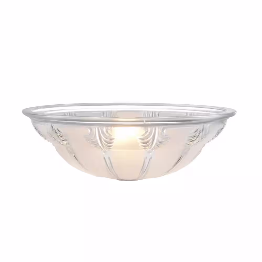 None 3-7/8 in. H x 11-3/4 in. Dia/Clear&Sandblasted/2 Tone Glass Shade For Torchiere Lamp, Swag Lamp and Pendant