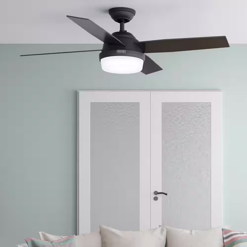 Hunter Dempsey 52 in. Indoor Matte Black Ceiling Fan with Remote and Light Kit Included