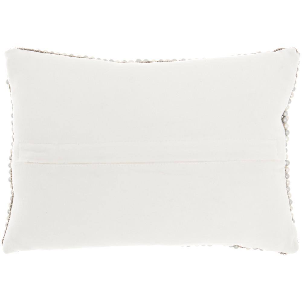 Mina Victory Luminescence Ivory and Silver 14 in. x 10 in. Rectangle Throw Pillow
