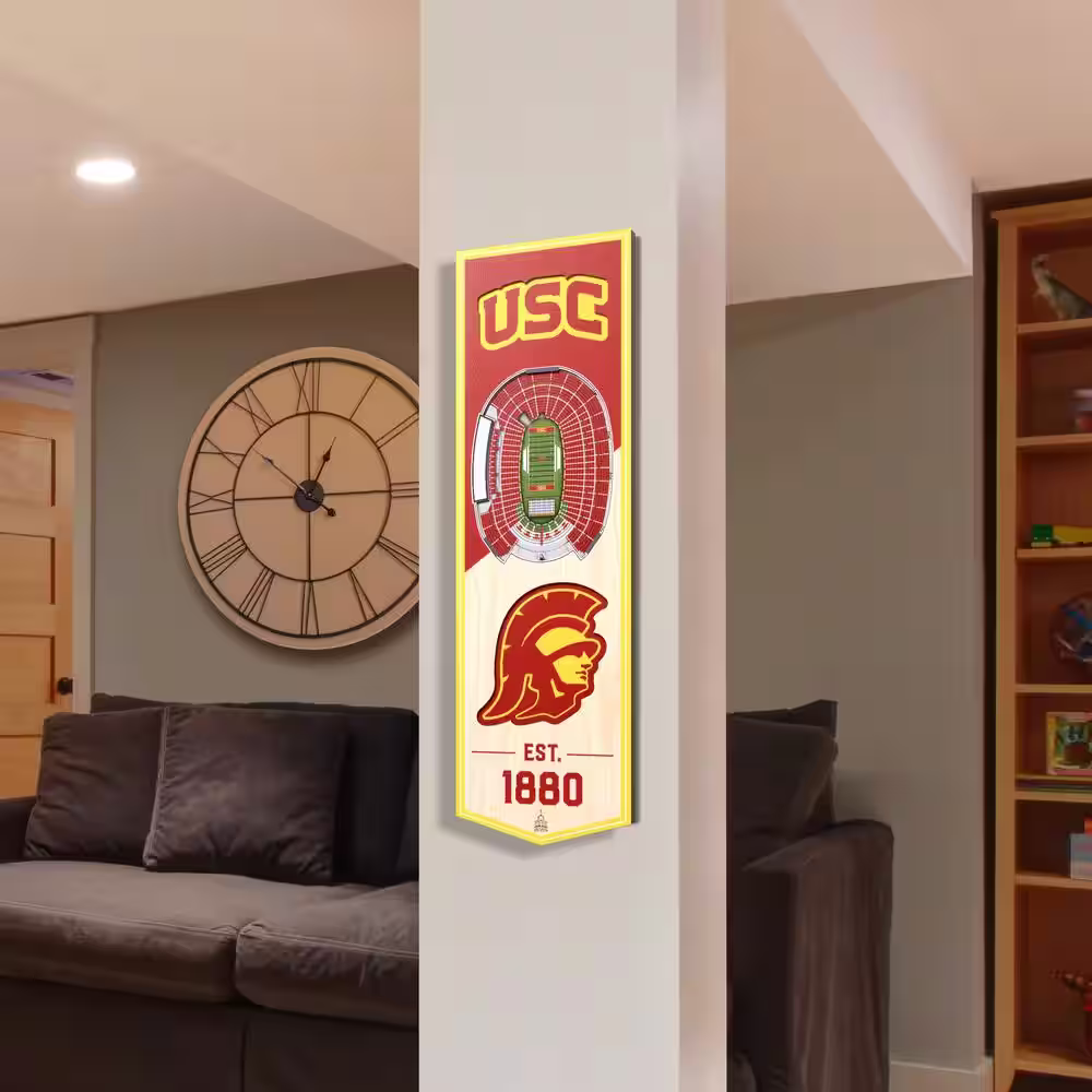 YouTheFan NCAA USC Trojans Wooden 6 x 19 3D Stadium Banner Decorative Sign -Los Angeles Memorial Coliseum