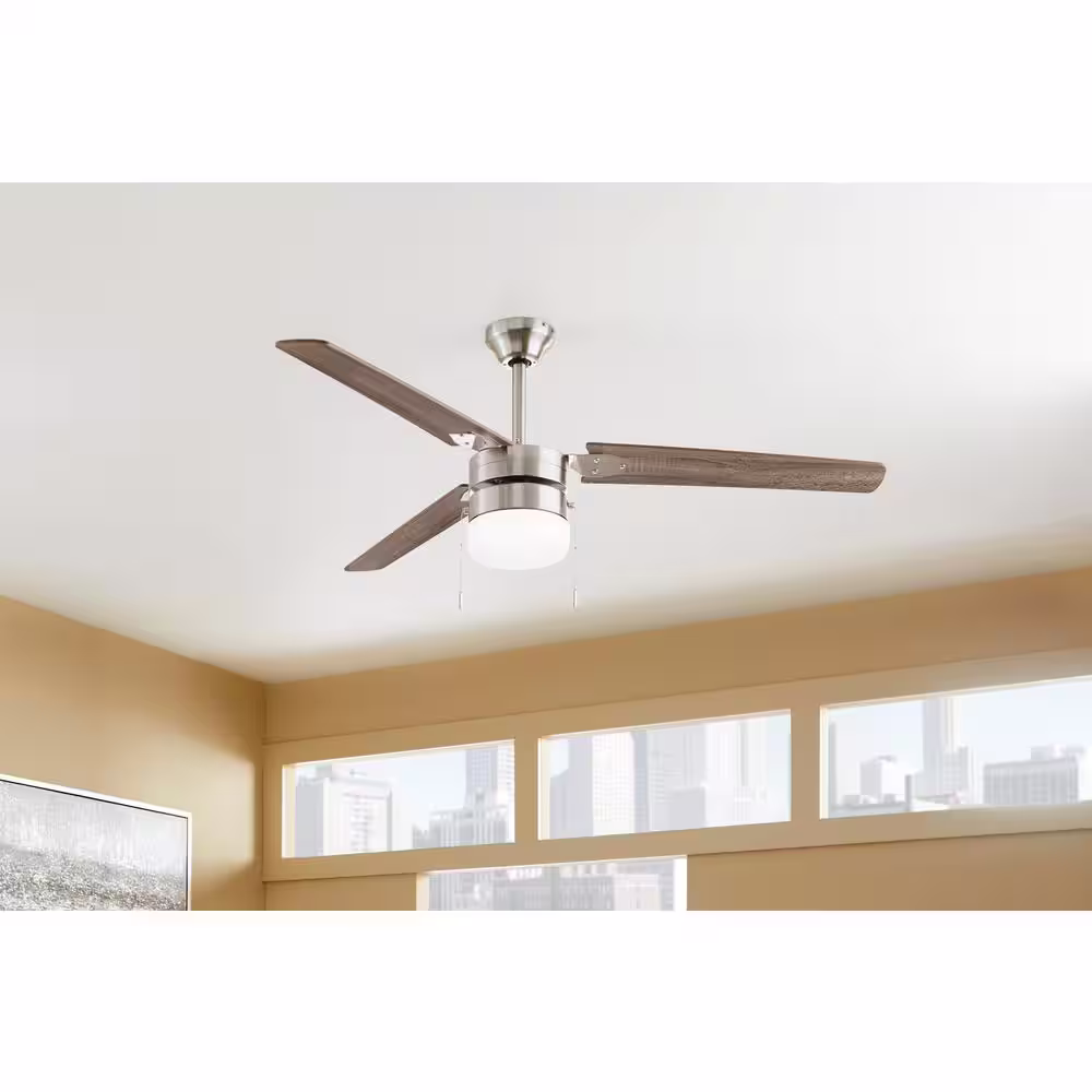None Montgomery 56 in. Indoor Brushed Nickel Ceiling Fan with Light