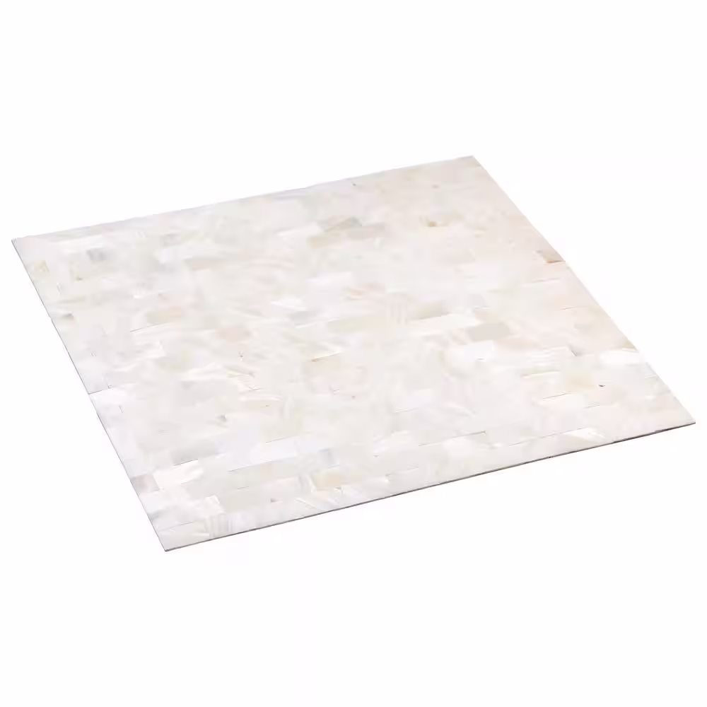AVANT DECOR Nacreous Pearl White Subway 11.81 in. x 11.81 in. 3mm Glass Peel, Stick Backsplash Tiles (8-Piece/7.68 sq. ft. Per Case)