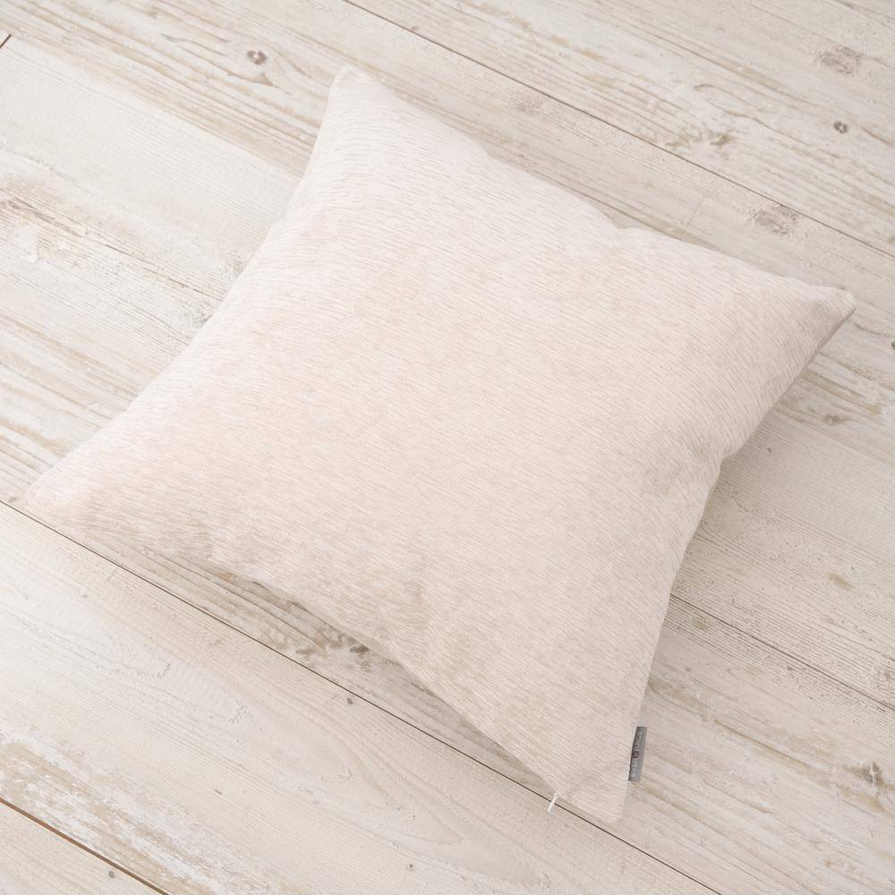 None Dainty Chenille Reverse to Linen Square Pillow 20 in. x 20 in. Cannoli Cream