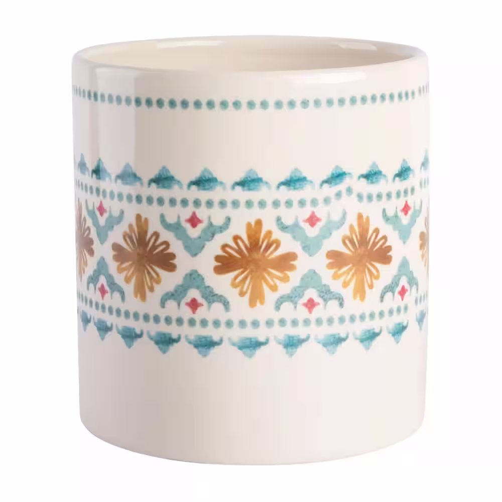 None Savory Saffron 12-Piece Wood and Nylon Kitchen Tool Set with Ceramic Crock