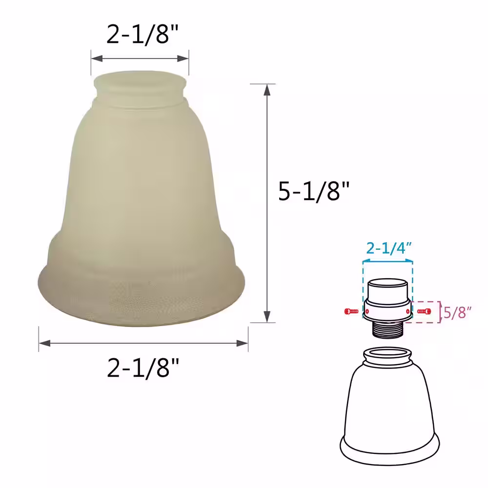 Aspen Creative Corporation 5 in. Antique Bell Ceiling Fan Replacement Glass Shade (4-Pack)