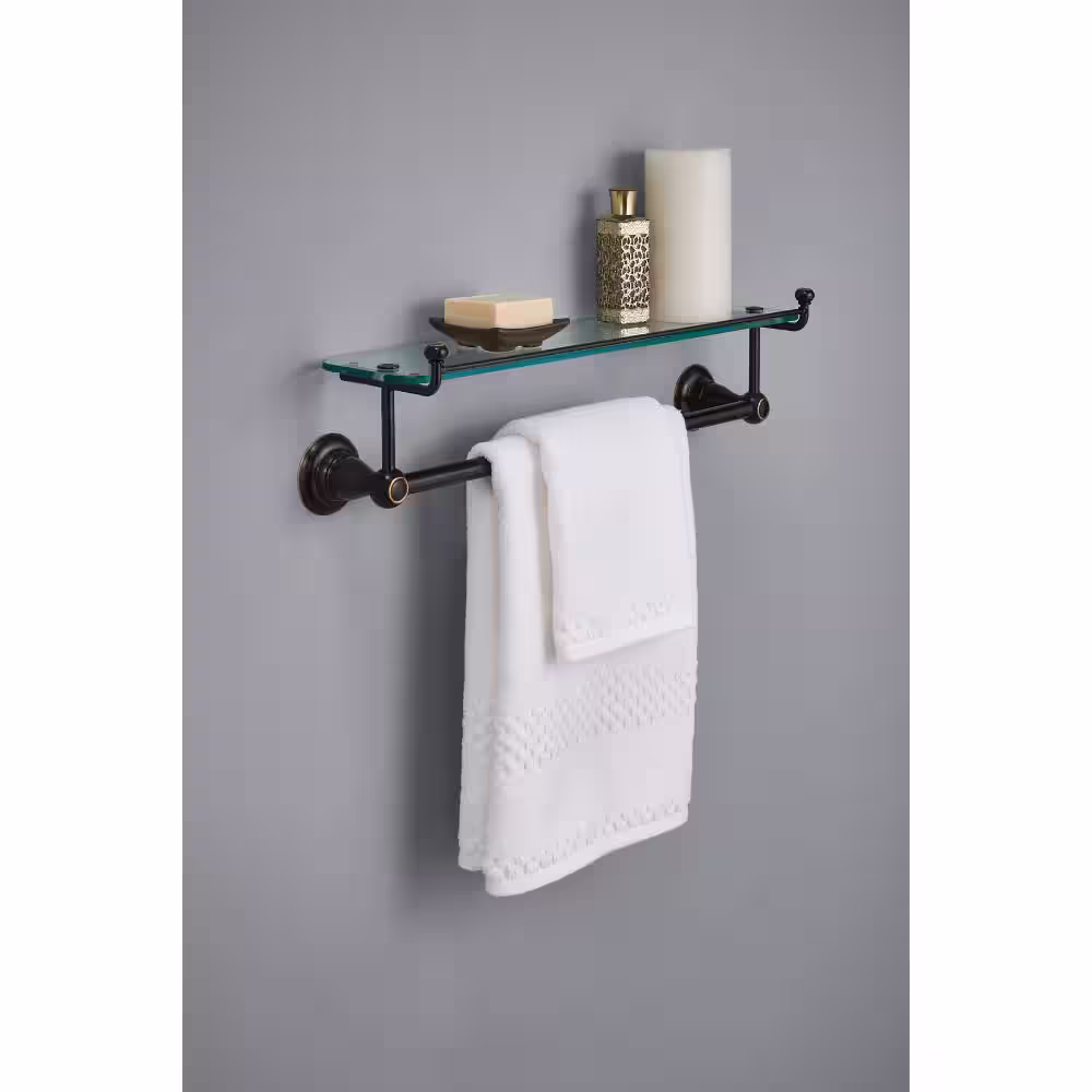 Delta Porter 18 in. Towel Bar with Glass Shelf in Oil Rubbed Bronze