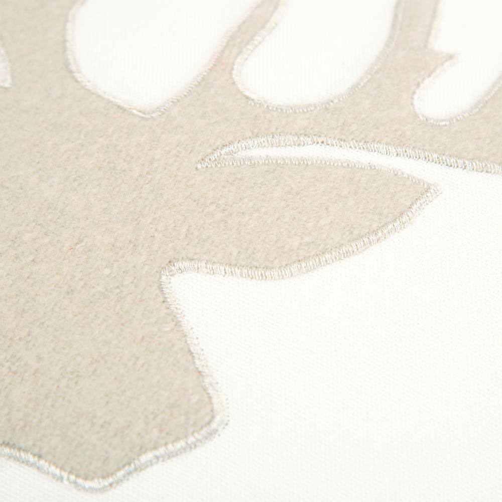 None Ivory/Beige Deer's Head Welted Cotton Poly Filled 20 in. X 20 in. Decorative Throw Pillow