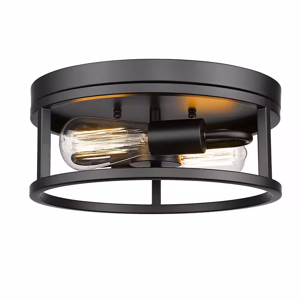 None Donna 12 in. 2-Light Black Flush Mount