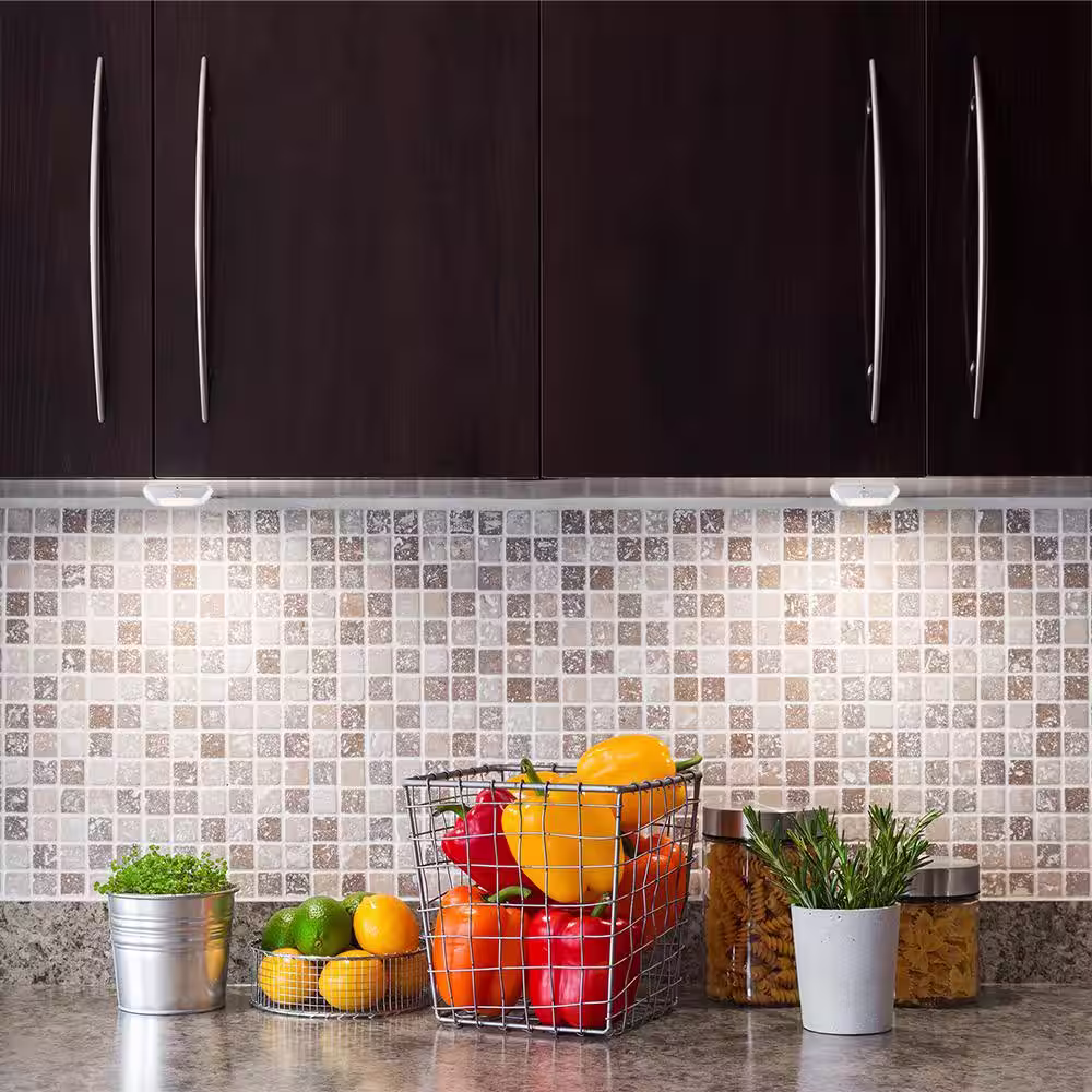 None 3 in. Square White LED Battery Operated Puck Light with Motion Sensor (3-Pack)