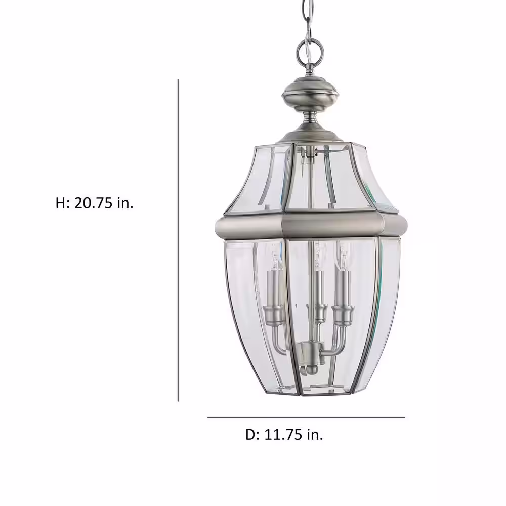 Generation Lighting Lancaster 3-Light Antique Brushed Nickel Outdoor Hanging Pendant