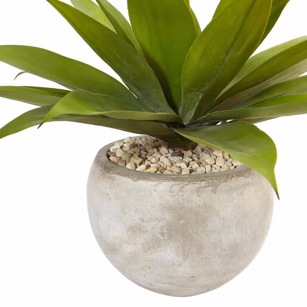 Nearly Natural Indoor 24 in. Agave Artificial Plant in Sand Colored Bowl