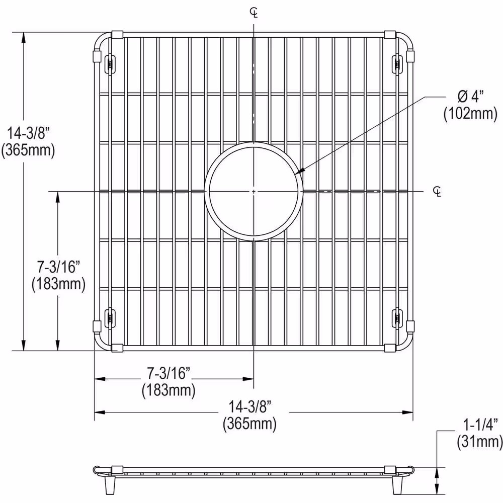 Elkay Crosstown 14.375 in. x 14.375 in. Bottom Grid for Kitchen Sink in Stainless Steel