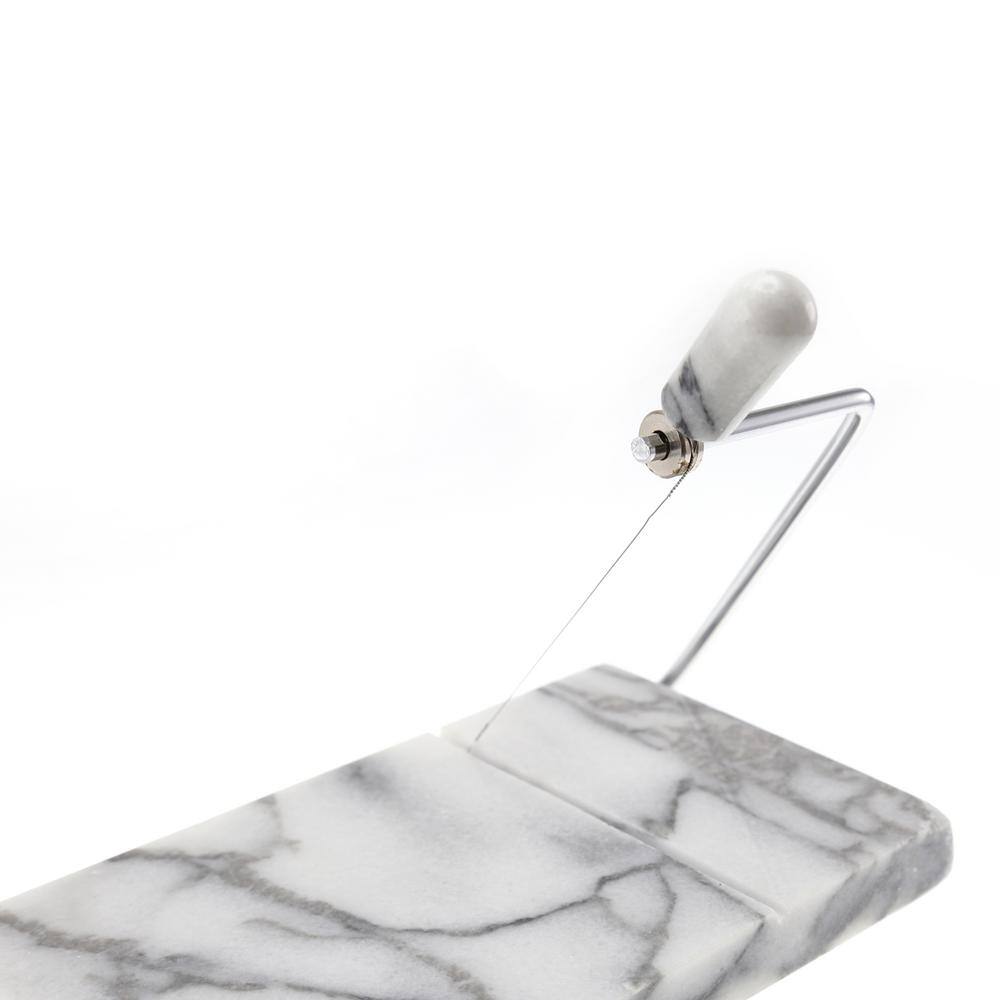 Creative Home Genuine Natural Marble 5 in. x 8 in. Off-White Cheese Slicer, Cheese, Butter Cutter with Replacement Wire