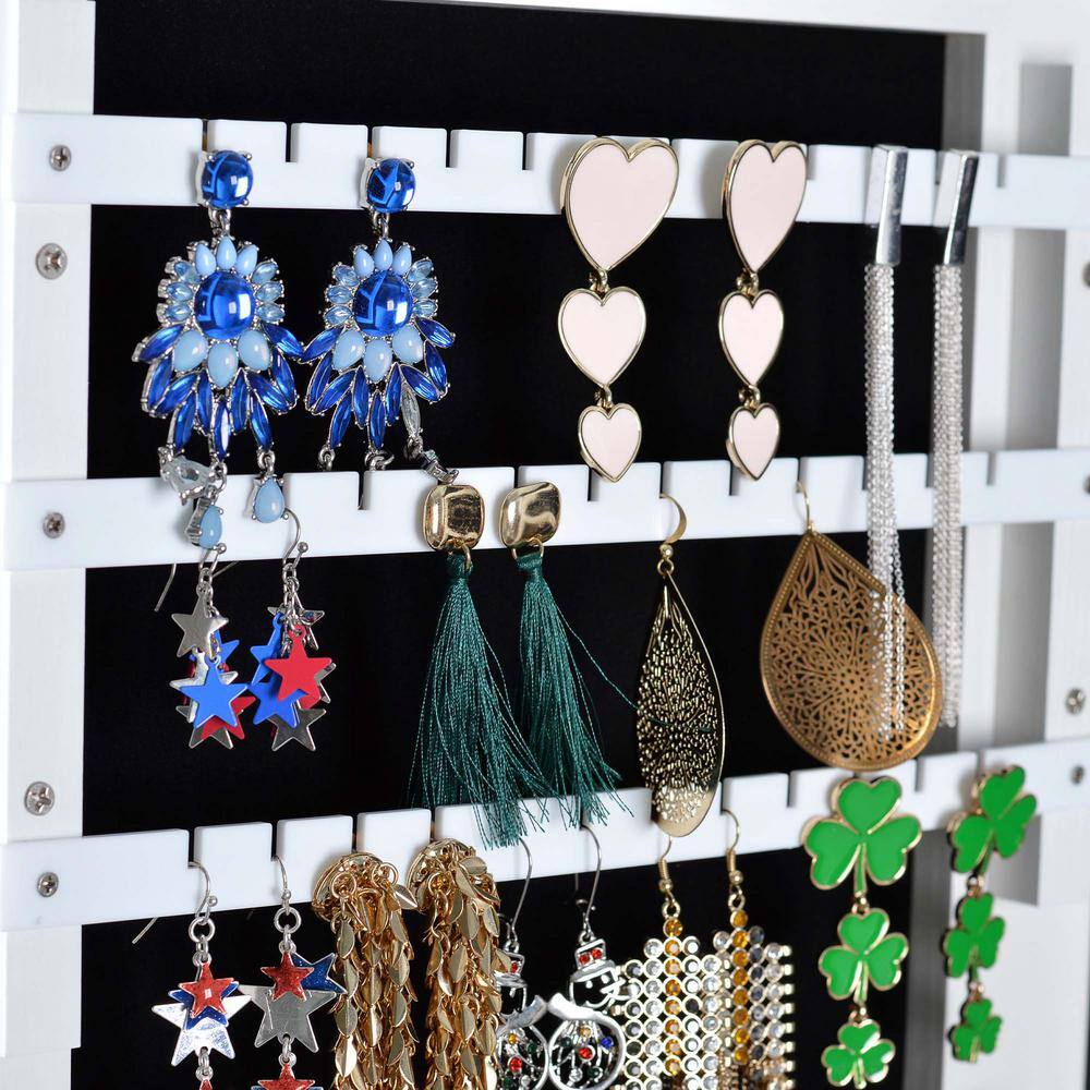 None Rectangular MDF Full Mirror Fashion Jewelry Storage Cabinet With LED Lights Can Be Hung on the Door or Wall
