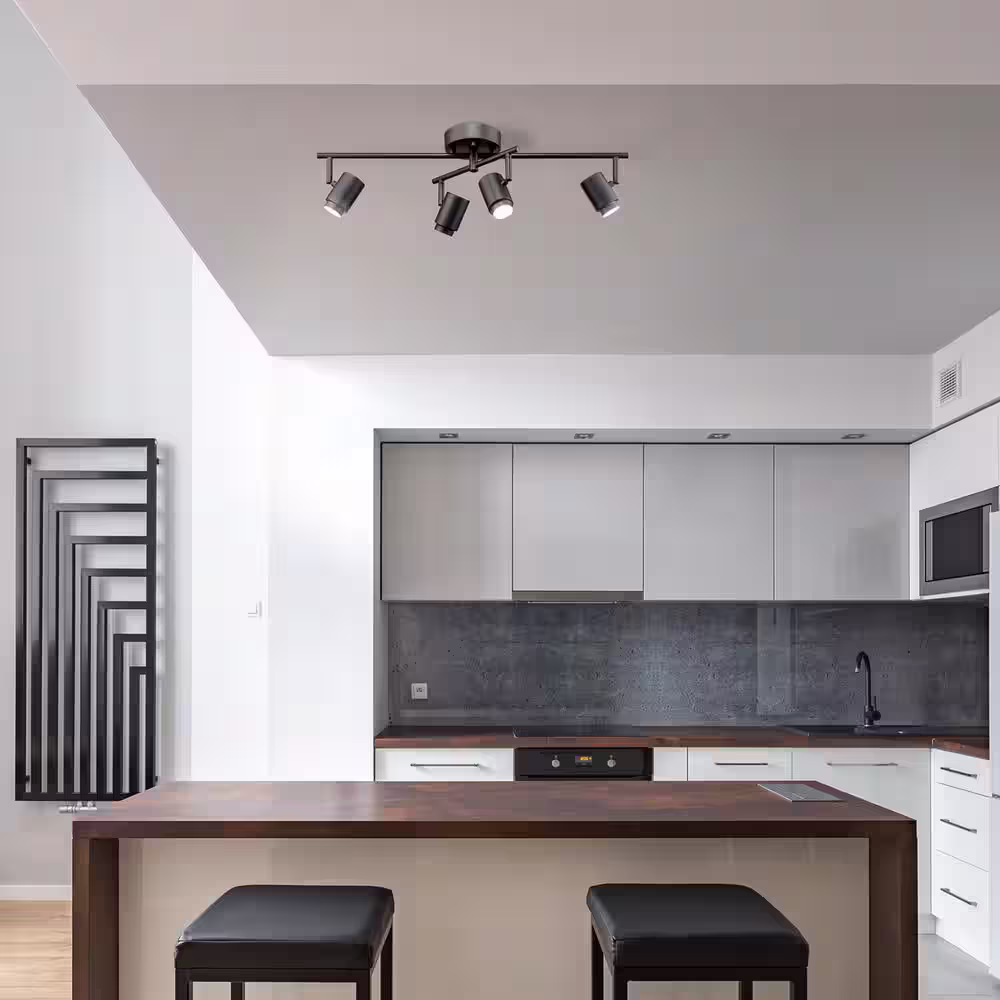 Globe Electric Walton 2 ft. 4-Light Matte Black 29-Watt Integrated LED Linear Track Lighting Kit with Swivel Center Bar