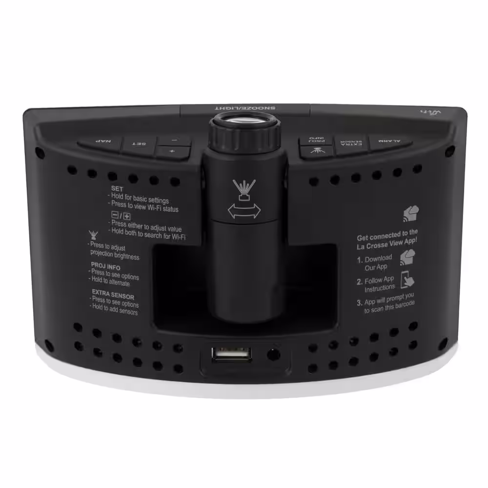 La Crosse Technology WiFi Projection Alarm Clock with Outdoor Temperature and Humidity and Remote Home Monitoring