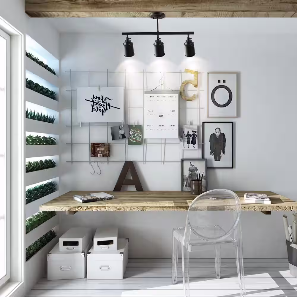 LNC Black Modern Linear Fixed Track Lighting Kit Industrial 3-Light Kitchen Ceiling Light Fixture with Adjustable Heads