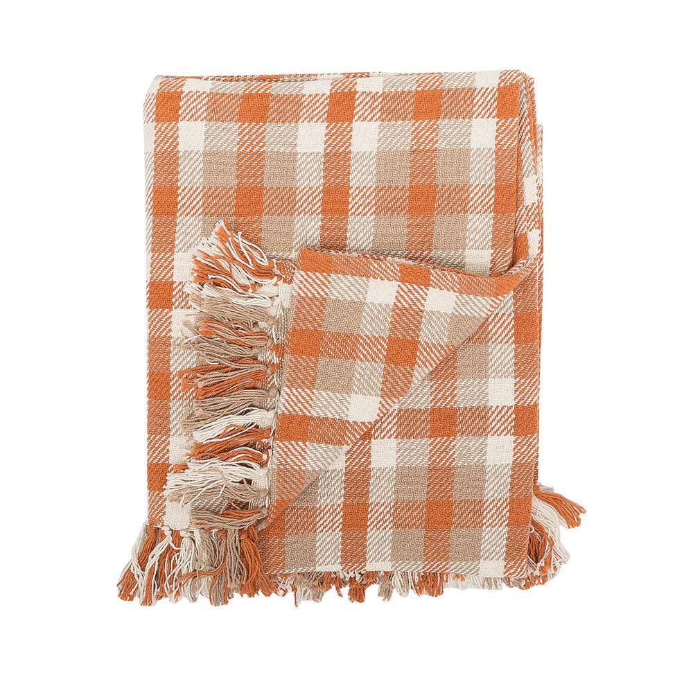C&F Home Dunmore Plaid Orange Cotton Throw Blanket