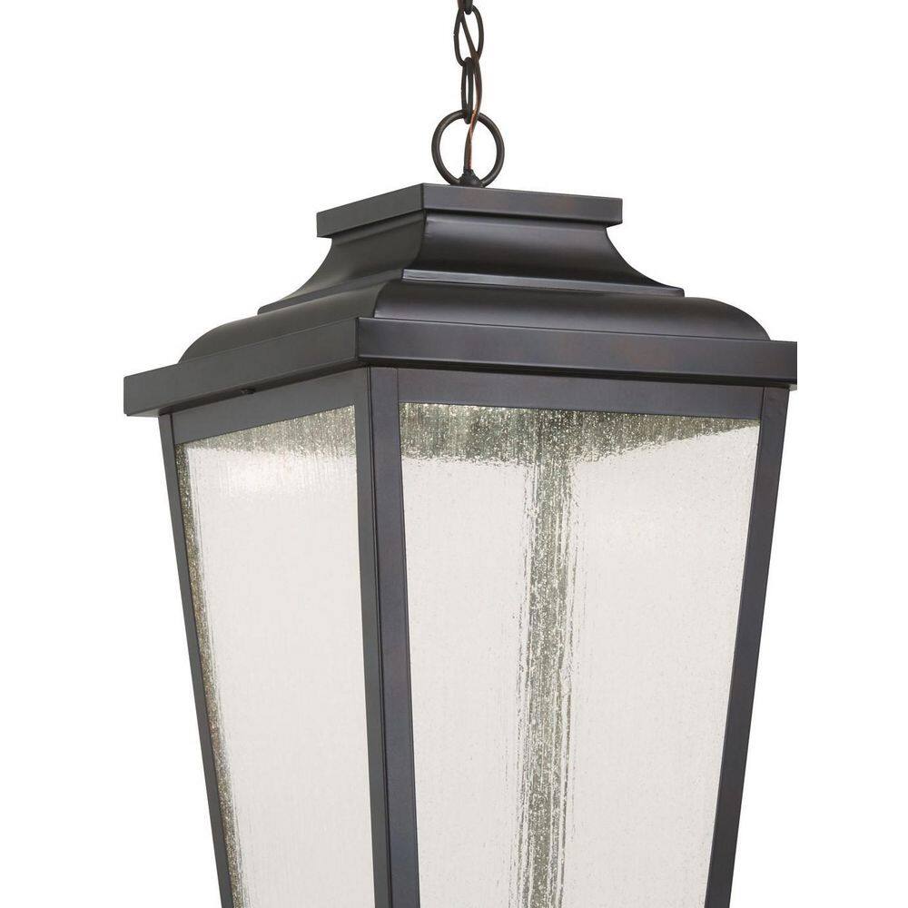 The Great Outdoors Irvington Manor Chelesa Bronze Integrated LED Hanging Lantern with Clear Seeded Glass