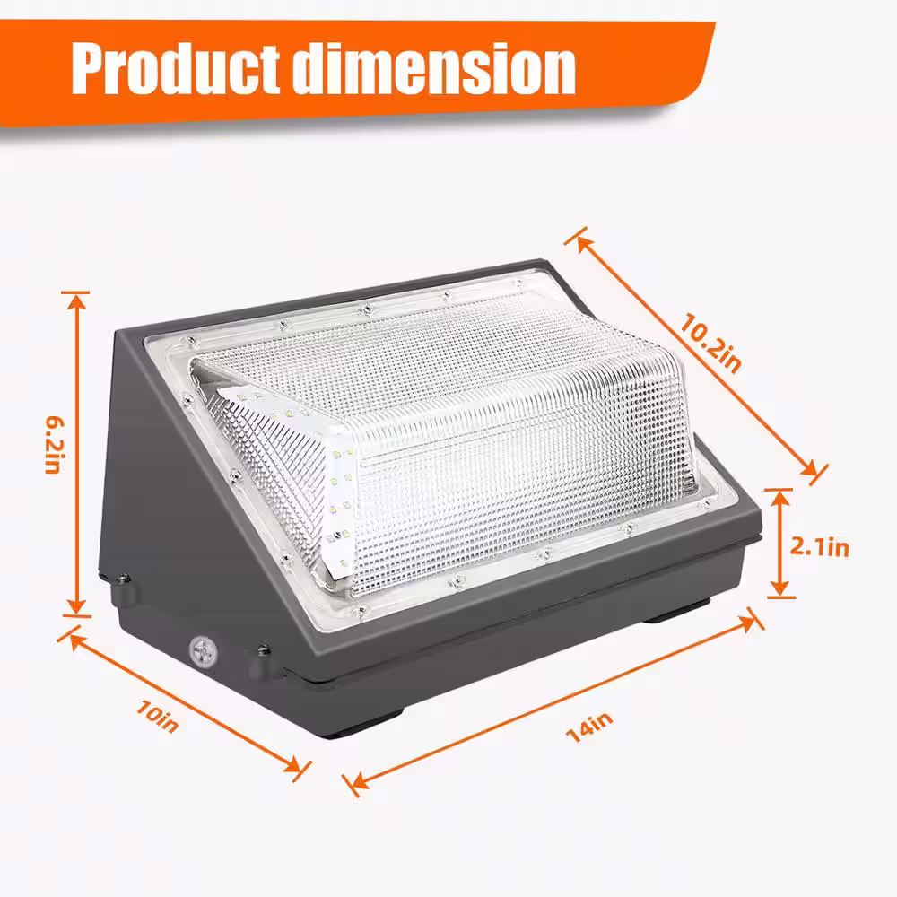 None 800-Watt Equivalence Integrated LED Black Outdoor Dusk to Dawn Wall Pack Light 16000 Lumens 5500K White