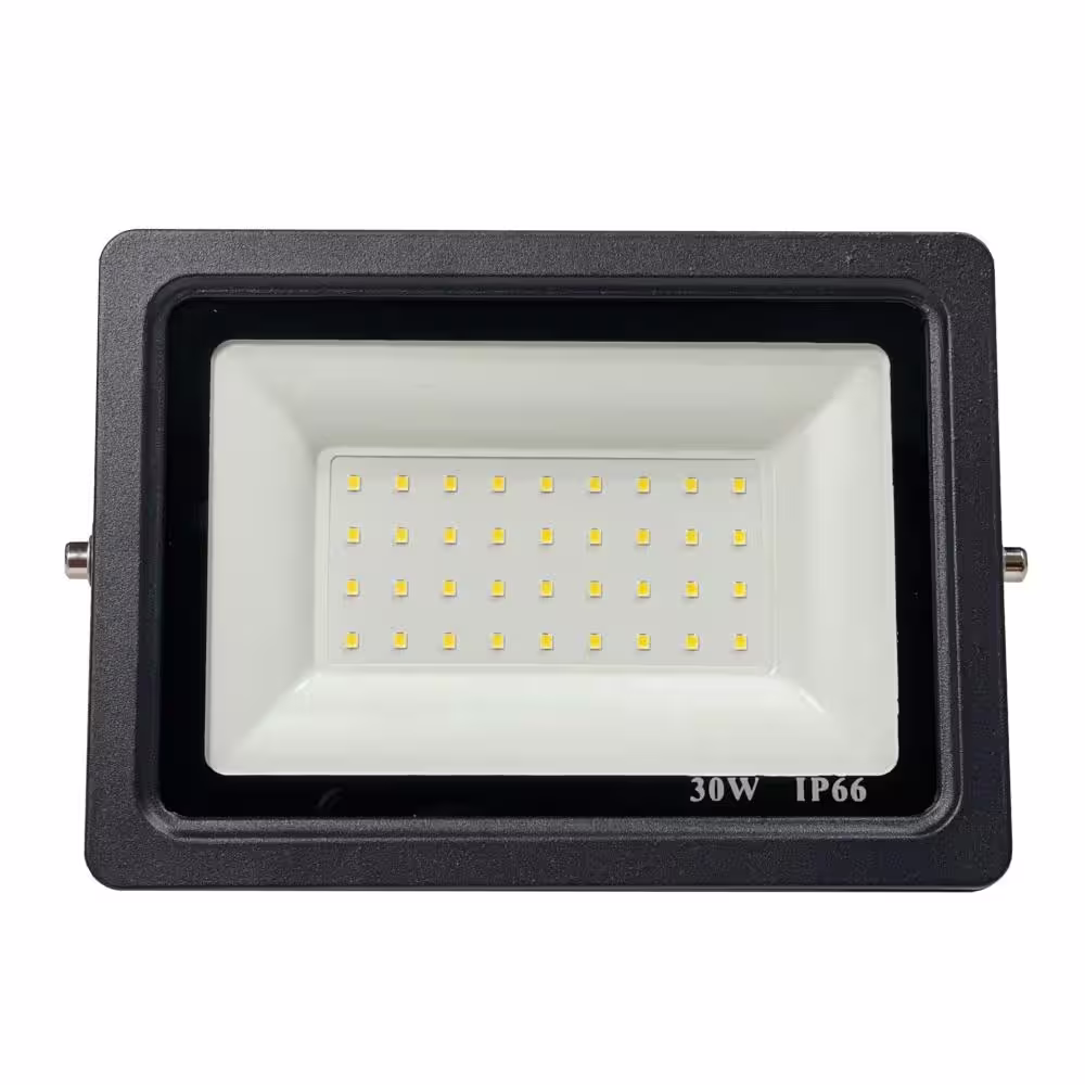 J&H LED 210-Watt Equivalent Integrated Black Outdoor LED Flood Light, 3600 Lumens, Security Light