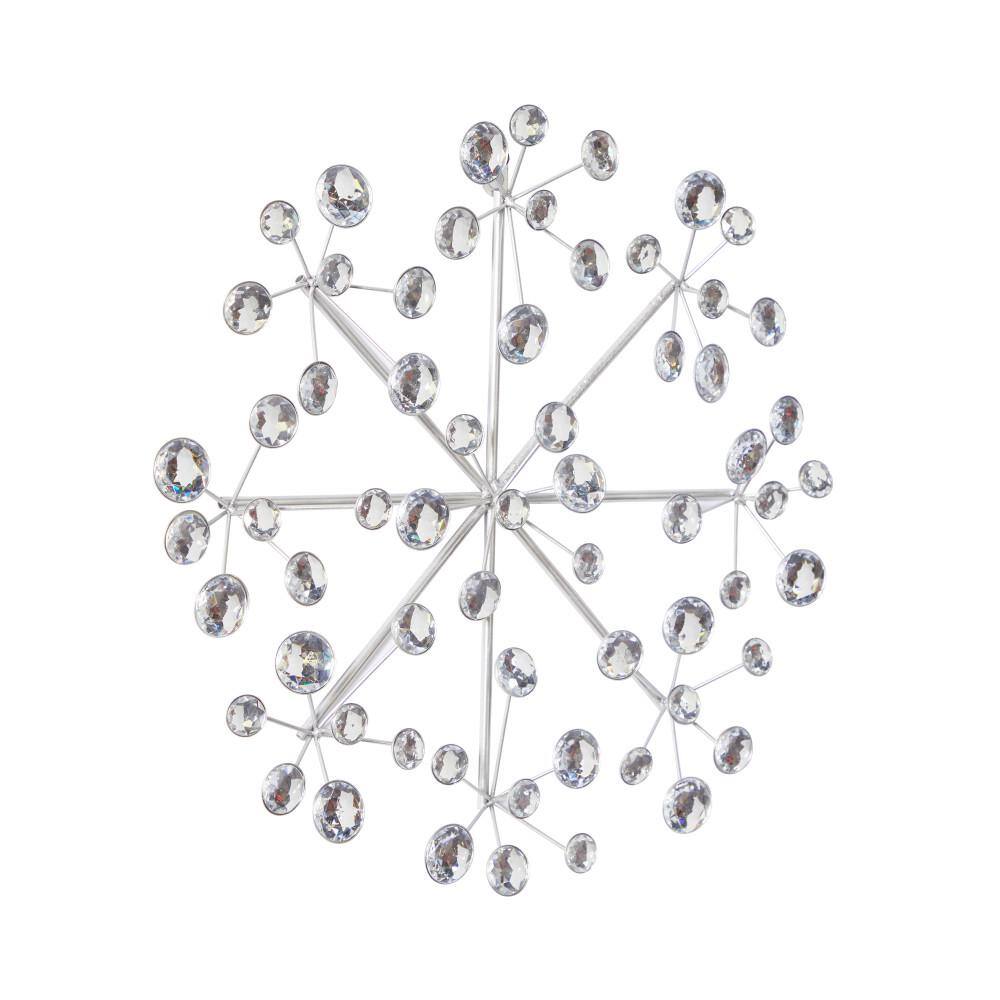 Litton Lane Metal Silver Starburst Wall Decor with Crystal Embellishment