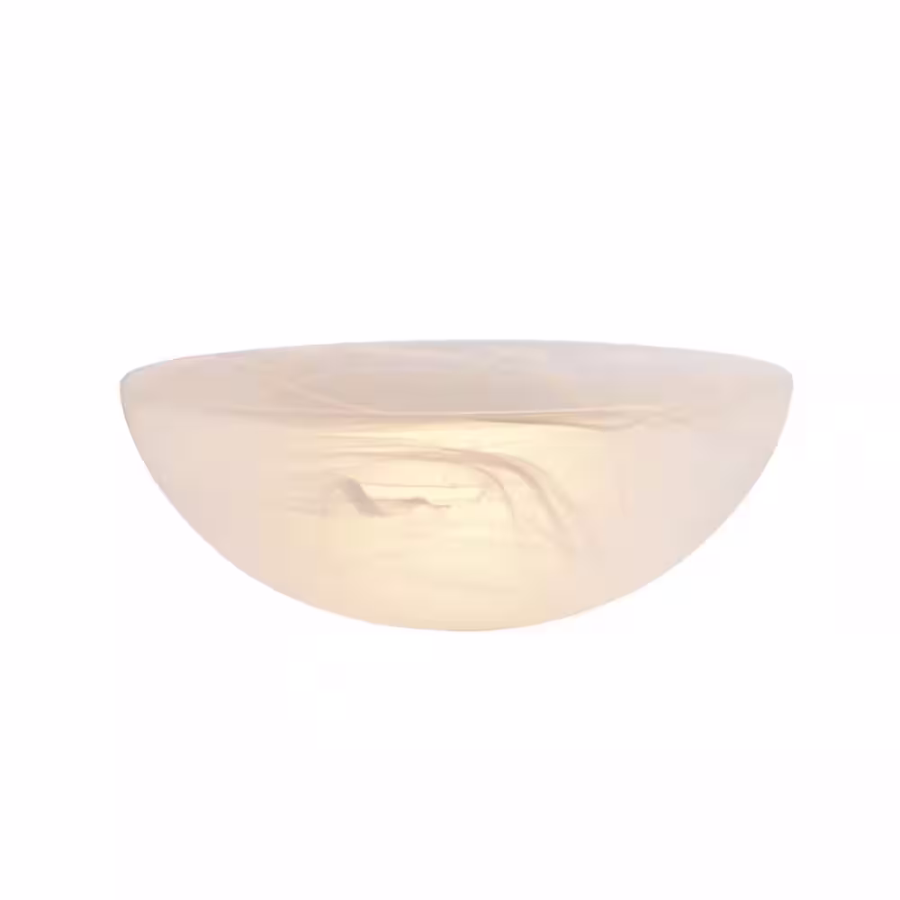 None 5 in. H x 13-1/2 in. Dia/Etched Alabaster Glass Shade For Torchiere Lamp, Swag Lamp and Pendant