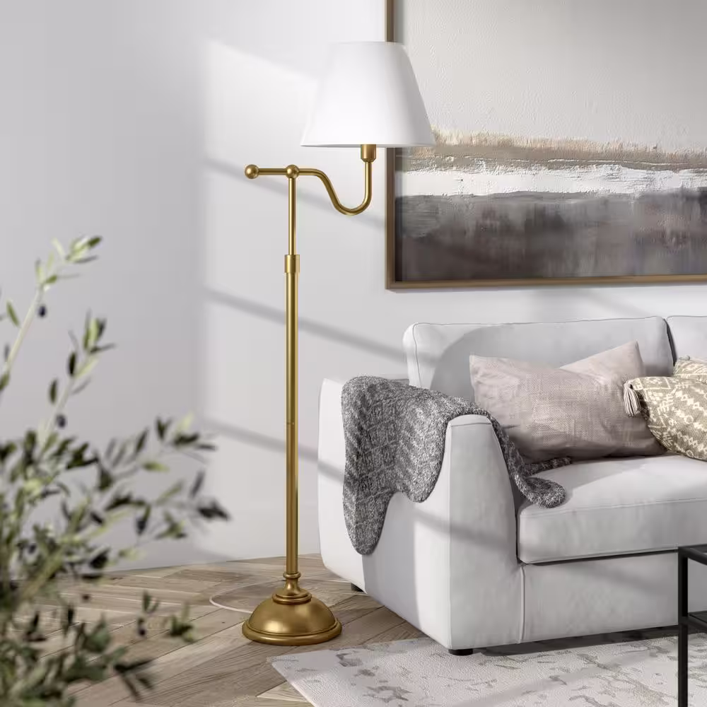 Meyer&Cross Wellesley 63 in. Brass Floor Lamp with Empire Shade