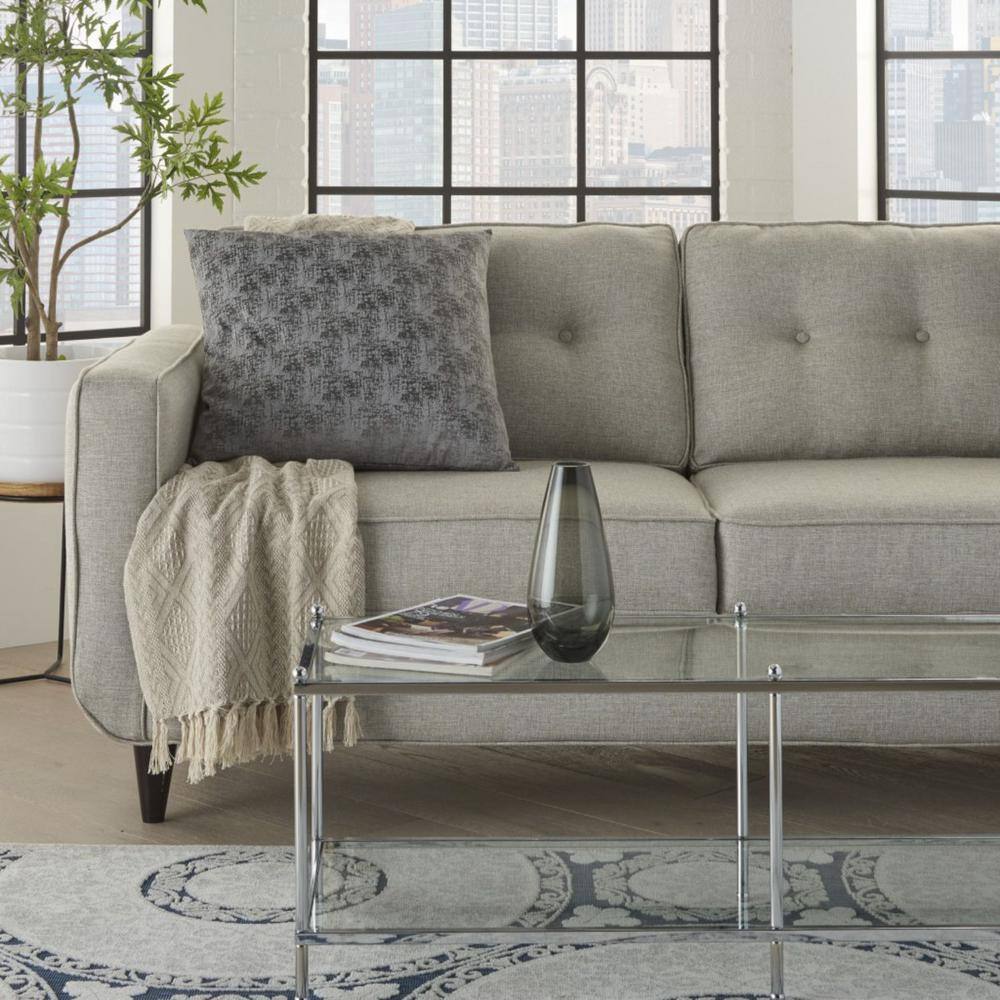 HomeRoots Jordan Charcoal Geometric Polyester 22 in. x 22 in. Throw Pillow