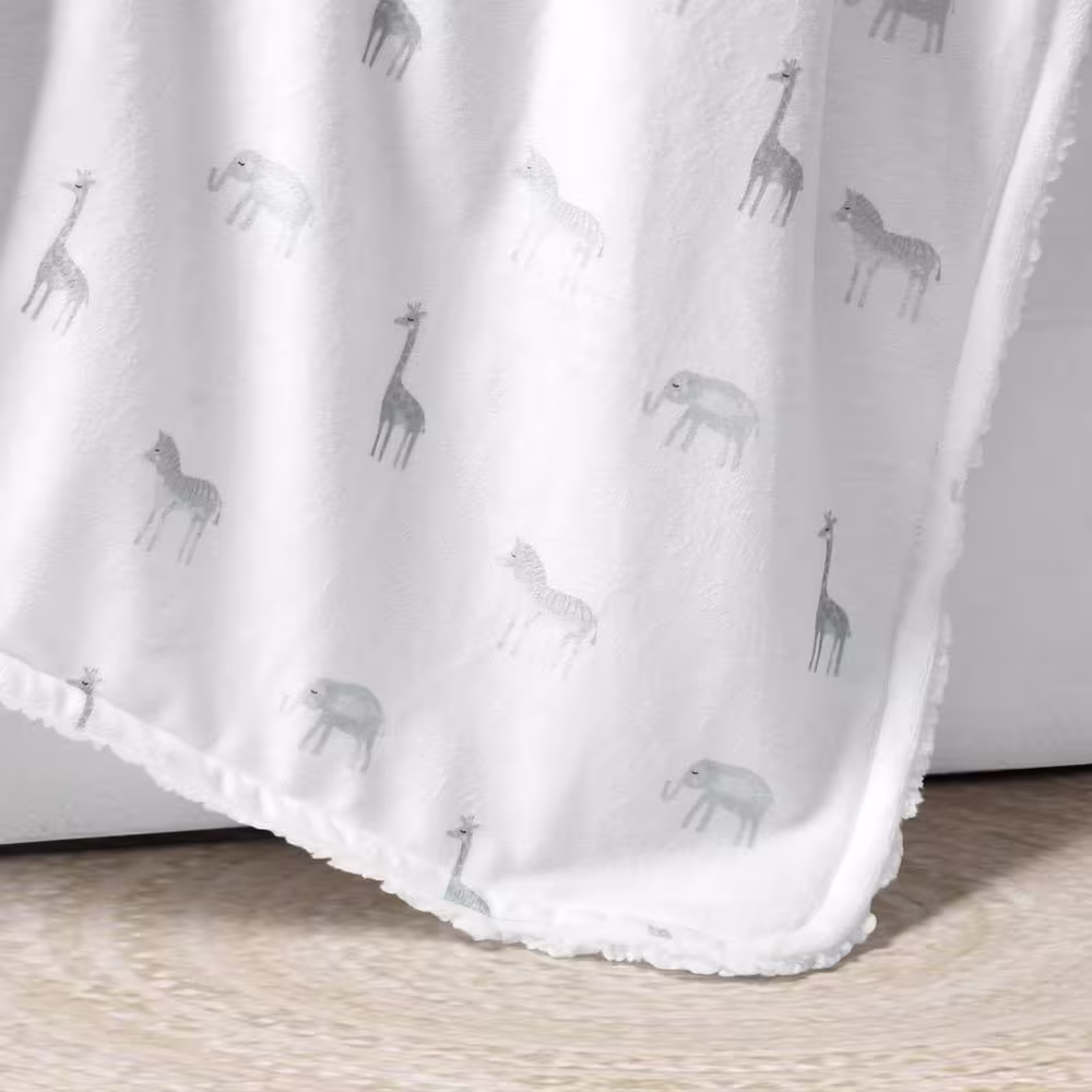 Lush Decor Jungle Adventure Gray Sherpa Baby Blanket