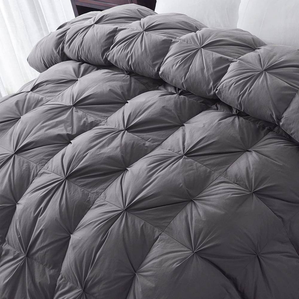 None Feather Down Comforter King, Beautiful Pinch Pleat Duvet Insert, 100% Cotton Fabric, All Season 106 x 90 in.