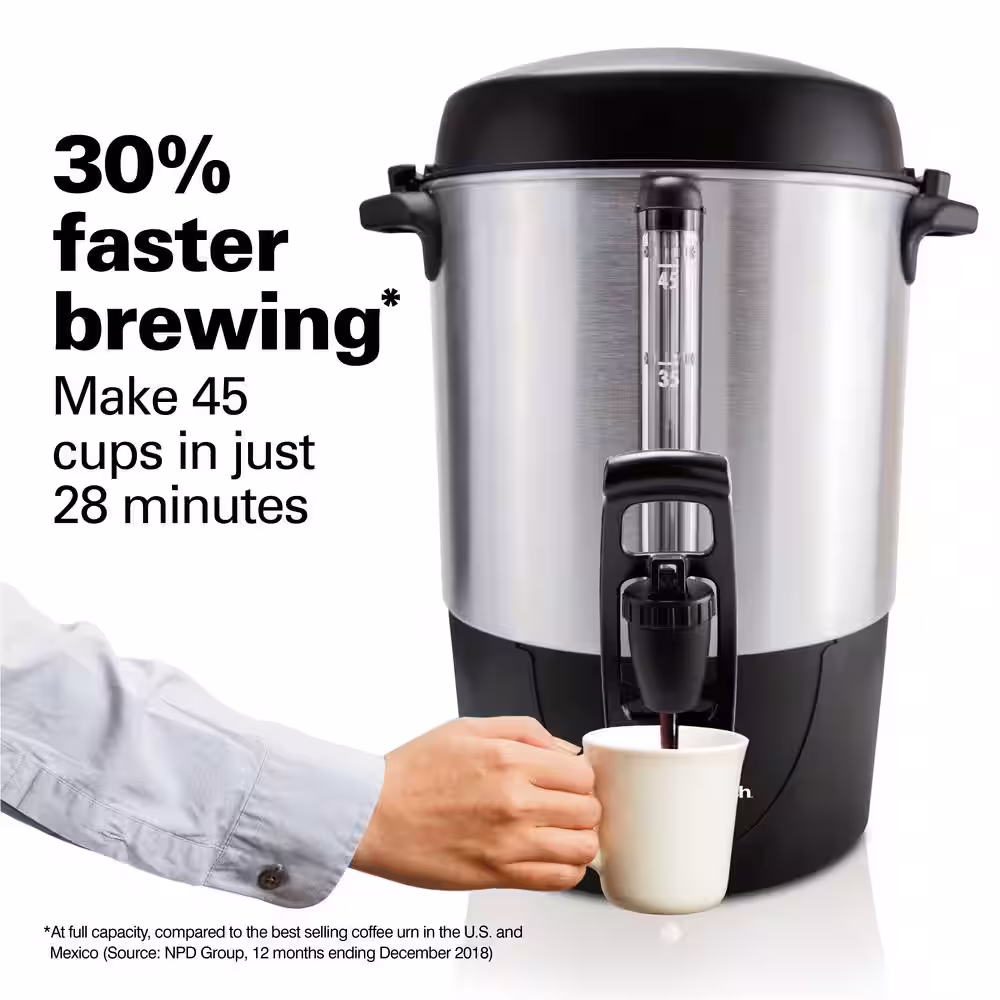 Hamilton Beach 45-Cup Fast Brew Stainless Steel with 1-Hand Dispensing Coffee Urn