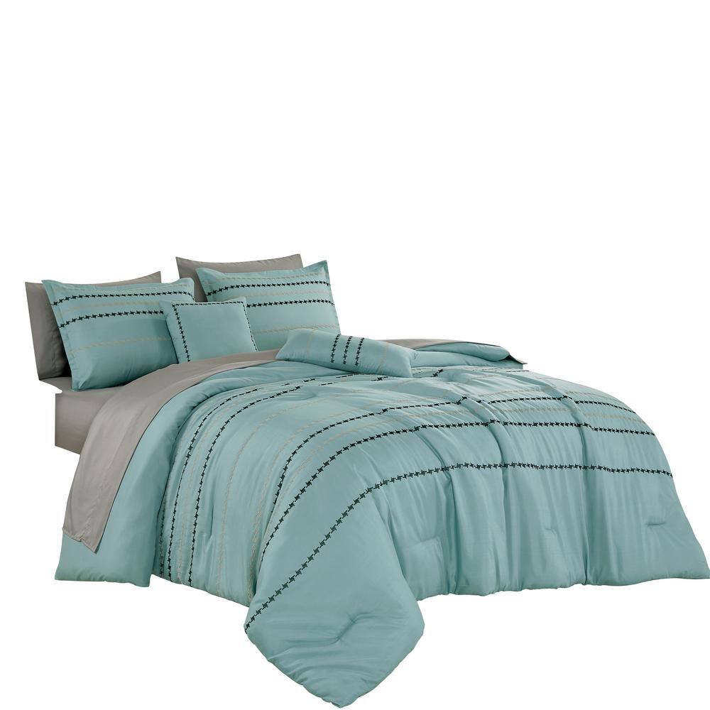 Shatex 9-Piece All Season Bedding Queen size Comforter Set, Ultra Soft Polyester Elegant Bedding Comforters Green