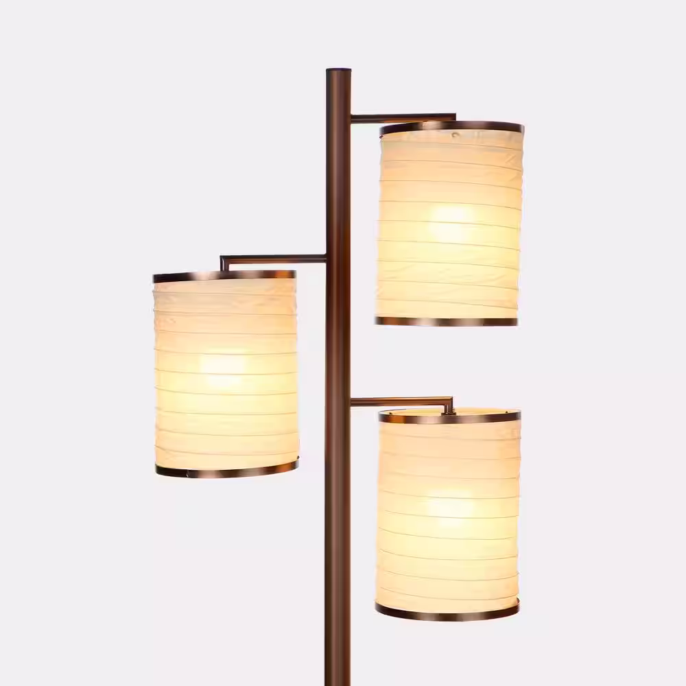 Brightech Liam 74 in. Bronze Dimmable Lantern LED Tree Floor Lamp