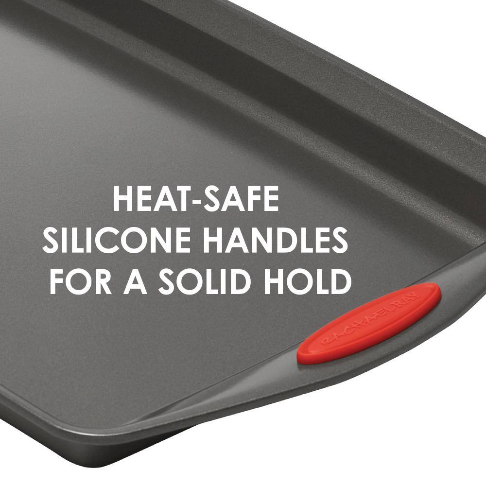 Rachael Ray Nonstick Bakeware Oven Lovin Springform Pan, 9-Inch, Gray with Red Grips