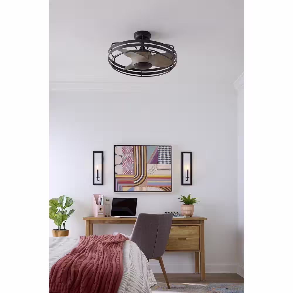 Progress Lighting Bastrop Collection 26 in. 3-Blade Matte Black Transitional Ceiling Fan with 3 Speed Remote Control