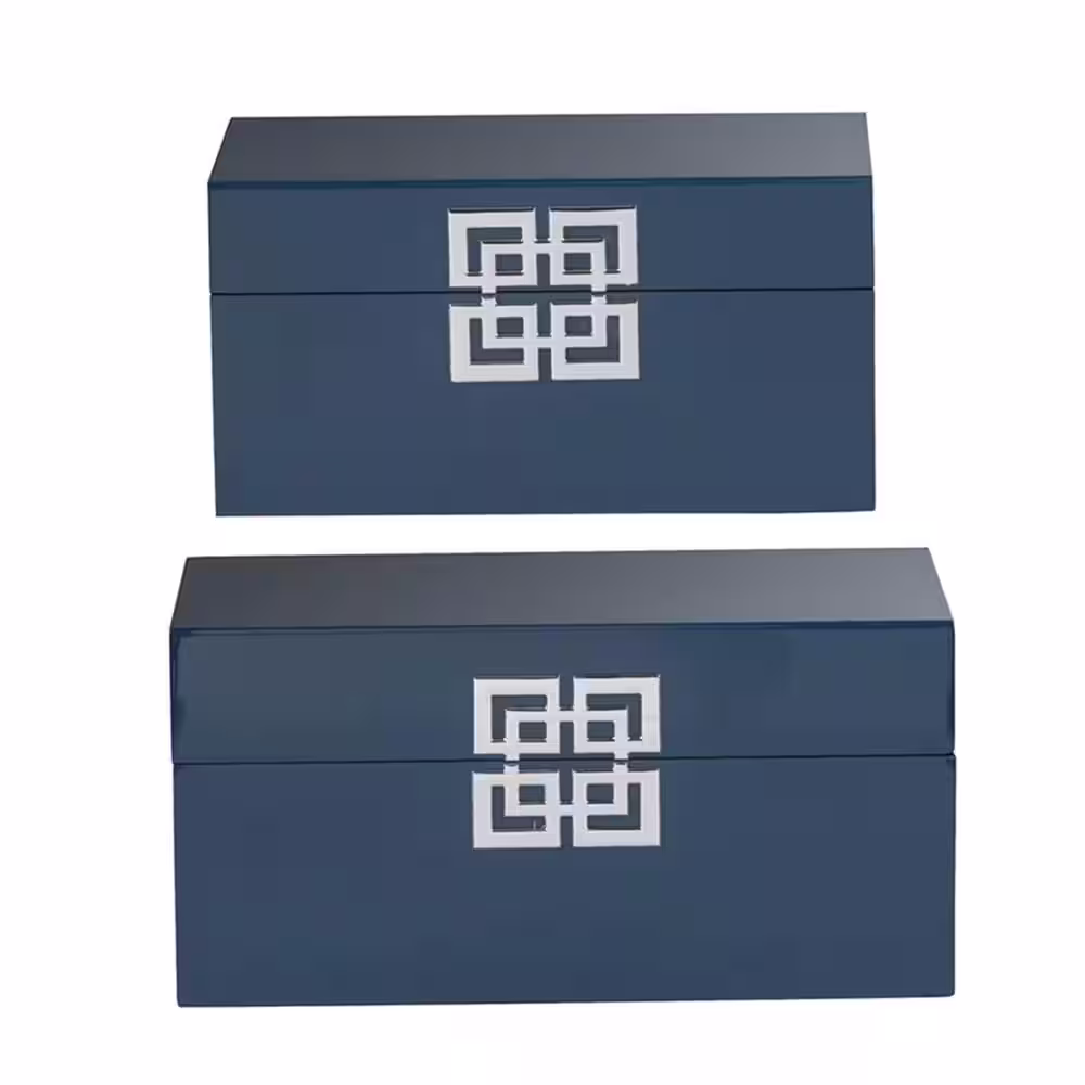 A & B Home Blue Wood Box