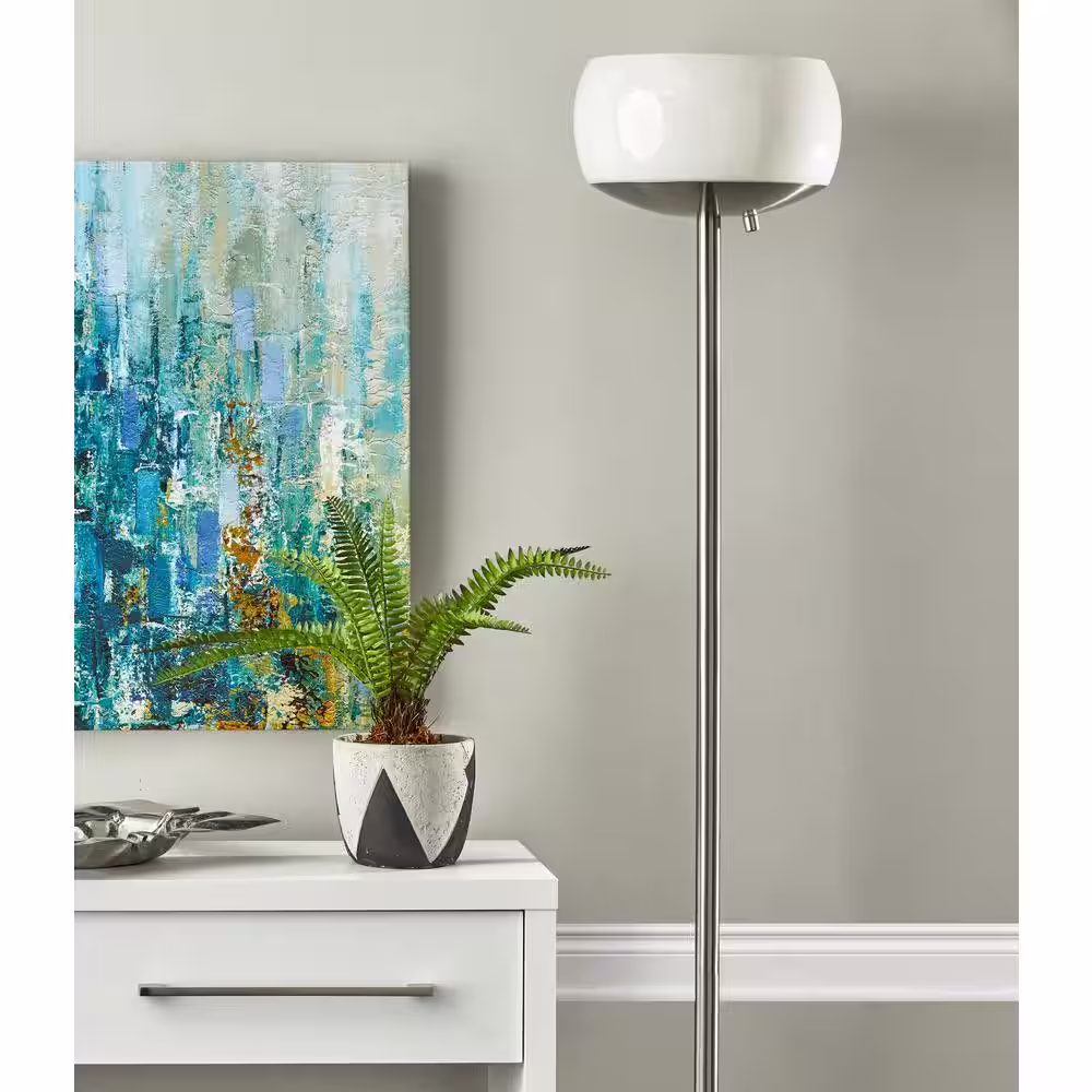 Adesso Jessica 71 in. 300-Watt Brushed Steel Torchiere Floor Lamp