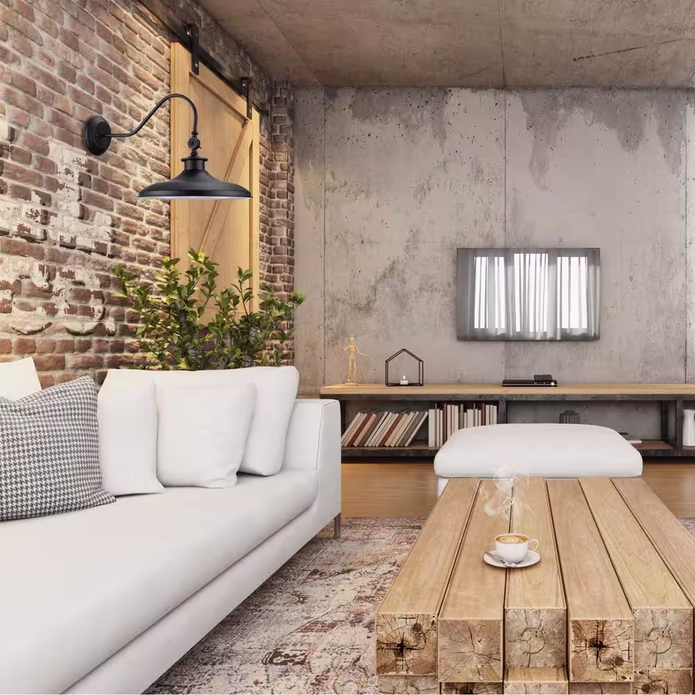 Globe Electric Aedan 1-Light Black Swivel Wall Sconce Light