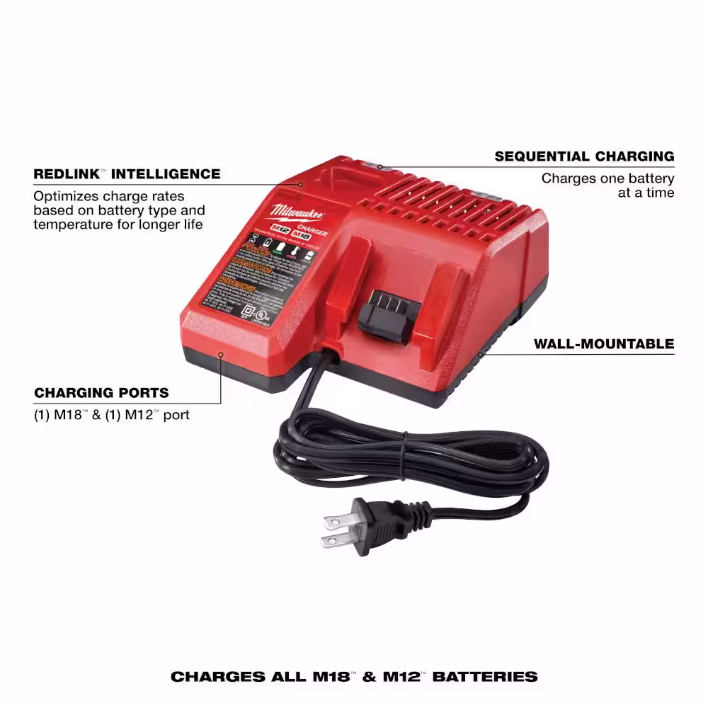 Milwaukee M12 and M18 12-Volt/18-Volt Lithium-Ion Multi-Voltage Battery Charger