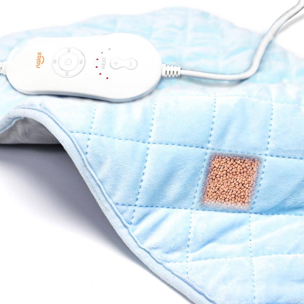 nalax Light Blue Microfiber Heating Electric Blanket with Jade Chips