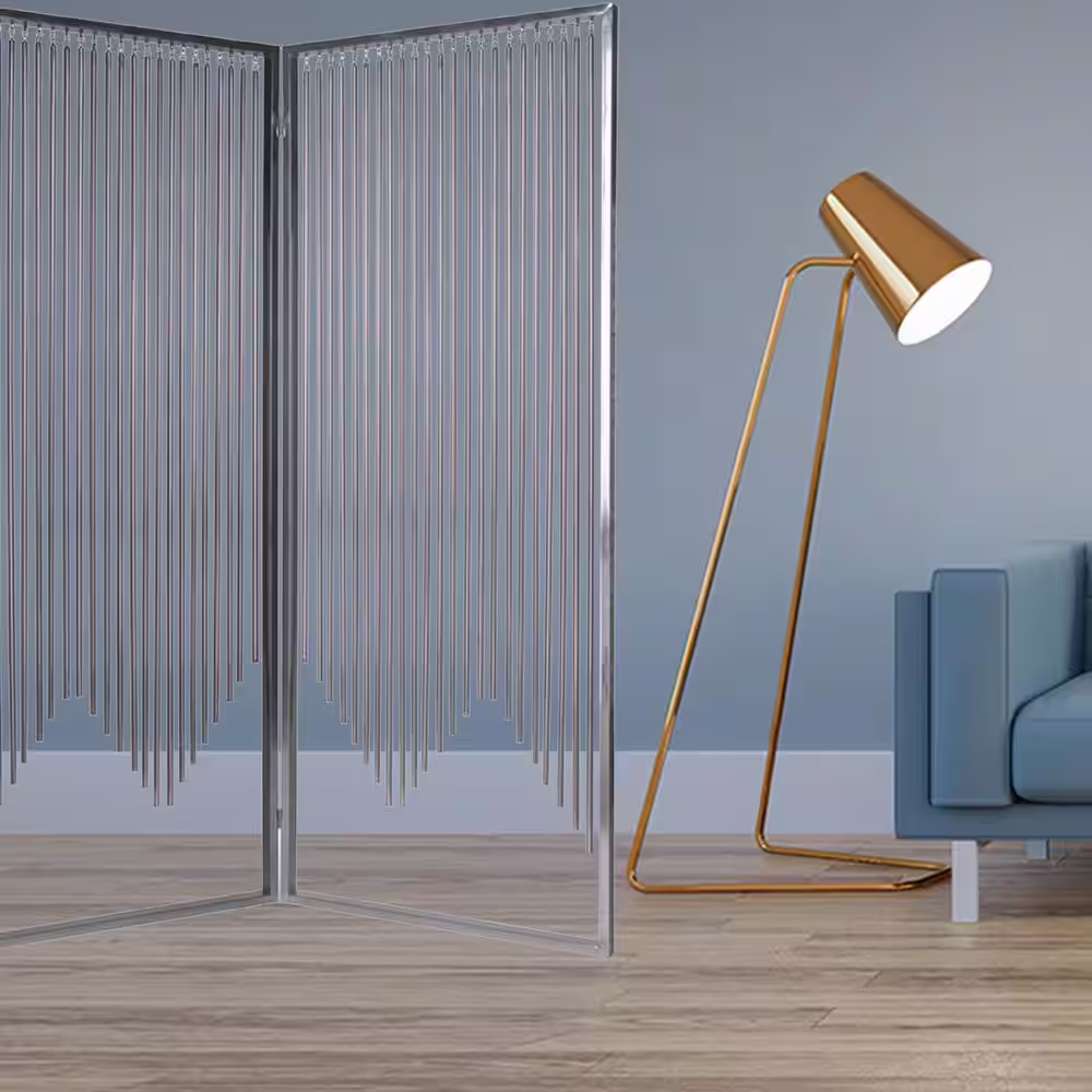 HomeRoots Mariana 5.92 ft. Silver 2-Panel Screen Divider