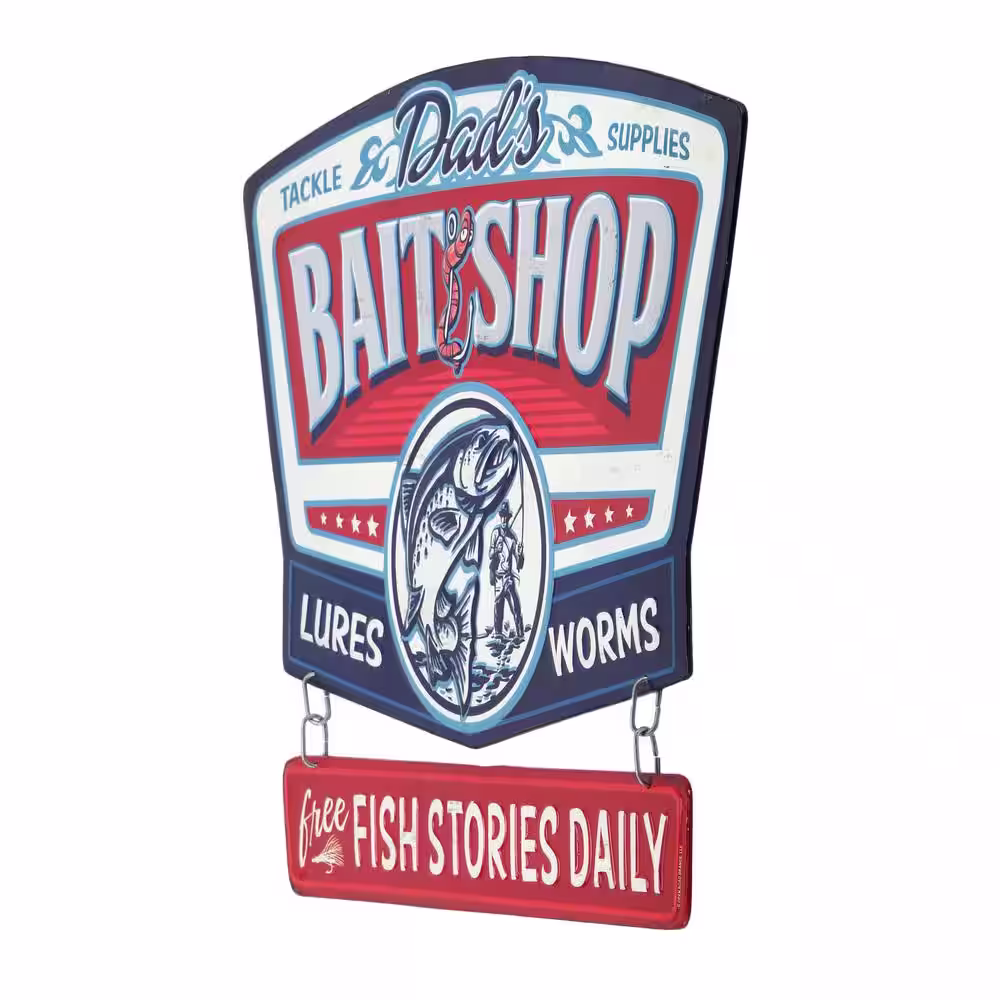 Open Road Brands Dad'S Bait Shop Embossed Tin Sign