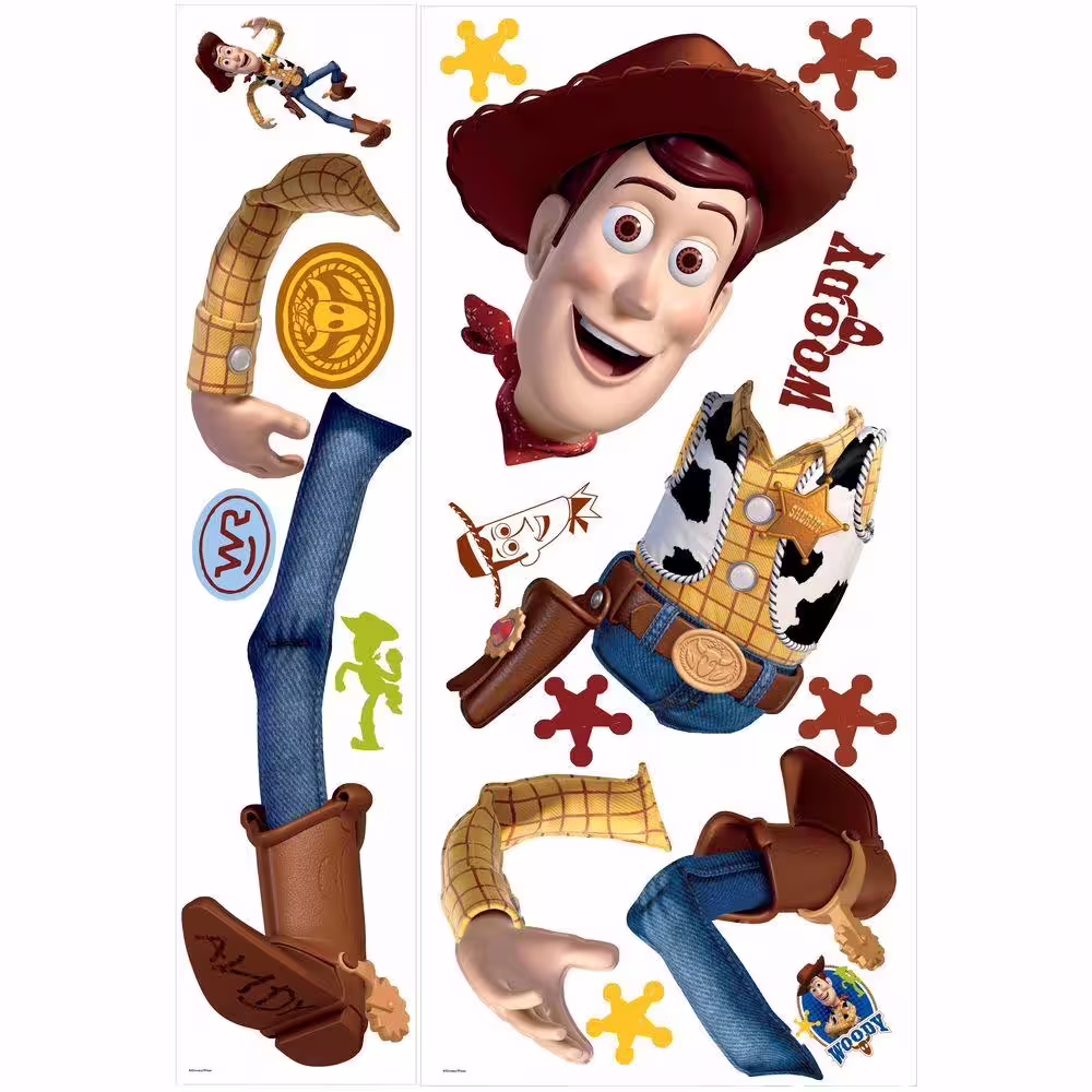 RoomMates 5 in. x 19 in. Toy Story Woody 18-Piece Peel and Stick Giant Wall Decals
